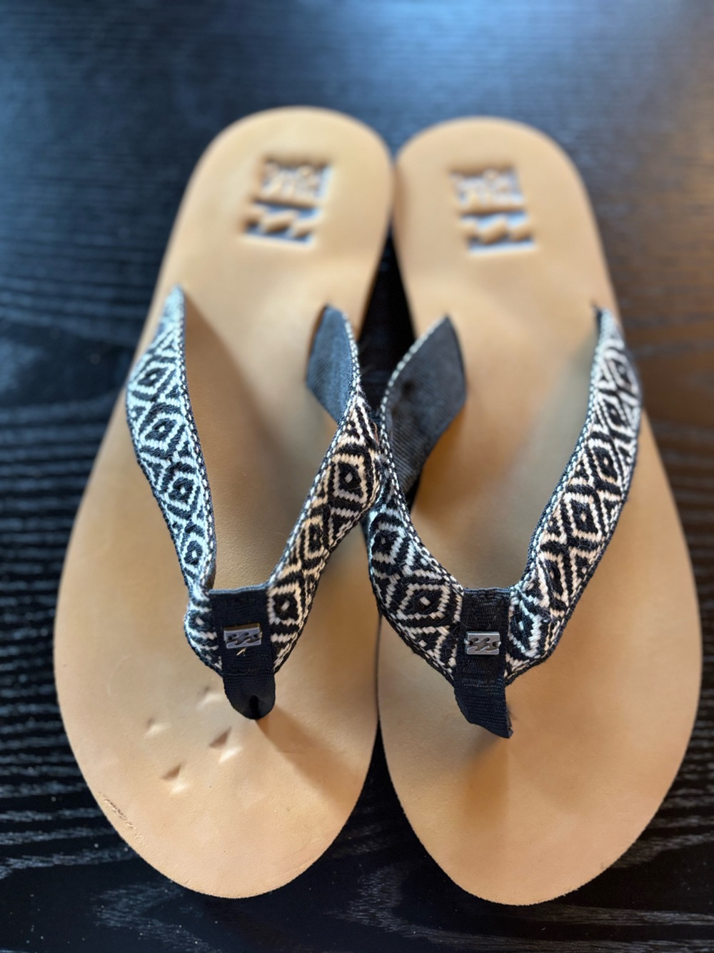 BILLABONG Woven Black & White Flip Flop Sandals